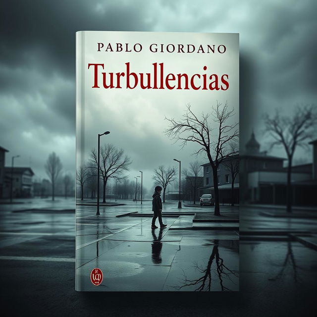 A hyper-realistic book cover for a novel titled "Turbulencias" with the author's name "Pablo Giordano" prominently and clearly displayed at the top