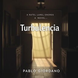 A hyper-realistic book cover for a novel titled "Turbulencias" with the author's name "Pablo Giordano" displayed clearly and prominently