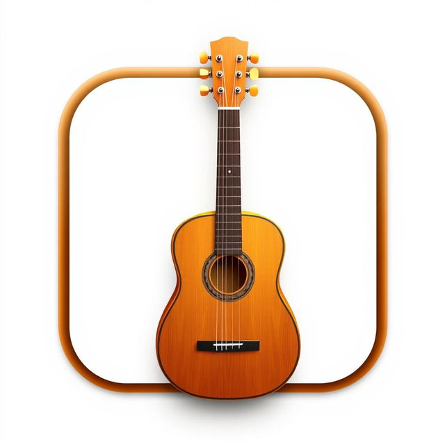 A stunning game icon featuring a single classical guitar elegantly displayed against a pure white background