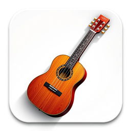 A stunning game icon featuring a single classical guitar elegantly displayed against a pure white background