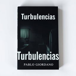 A hyper-realistic book cover designed explicitly for a novel titled "Turbulencias" with the author's name "Pablo Giordano" displayed clearly and prominently