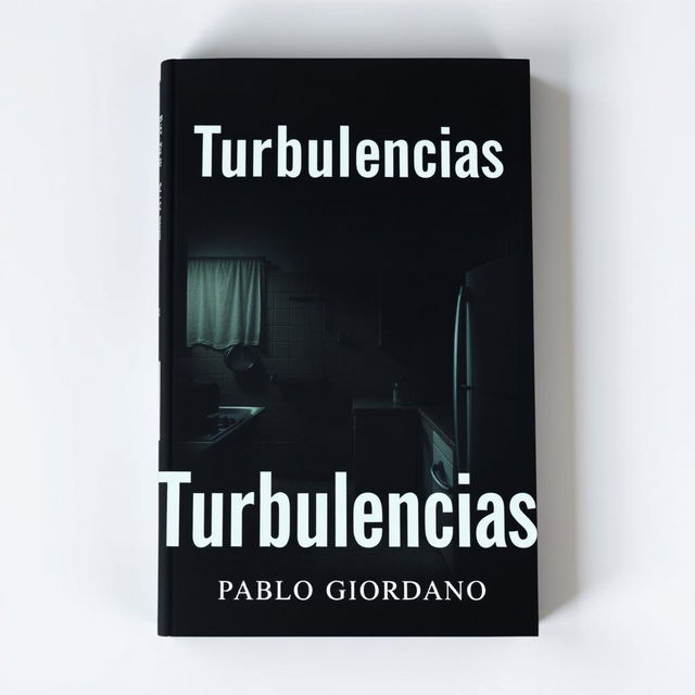 A hyper-realistic book cover designed explicitly for a novel titled "Turbulencias" with the author's name "Pablo Giordano" displayed clearly and prominently