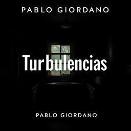 A hyper-realistic book cover designed explicitly for a novel titled "Turbulencias" with the author's name "Pablo Giordano" displayed clearly and prominently