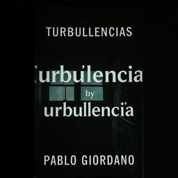 A hyper-realistic book cover designed explicitly for a novel titled "Turbulencias" with the author's name "Pablo Giordano" displayed clearly and prominently