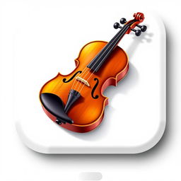 An elegant game icon featuring a single violin artfully displayed against a pristine white background
