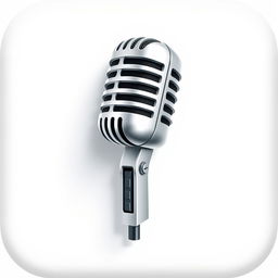 A striking game icon featuring a single microphone artfully displayed against a crisp white background