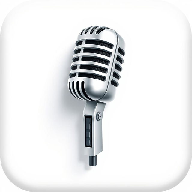 A striking game icon featuring a single microphone artfully displayed against a crisp white background
