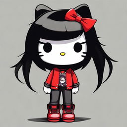 This is a vibrant, digital art image of Hello Kitty with a unique twist