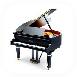 A visually captivating game icon featuring a single grand piano showcased against a bright white background