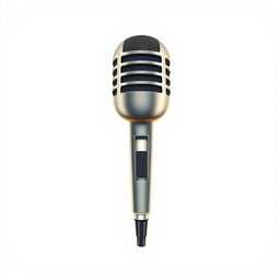 A polished game icon featuring a single vintage-style microphone elegantly positioned against a bright white background