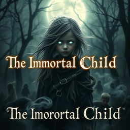 An eerie, captivating thumbnail for a title called 'The Immortal Child', featuring a mystical forest under the moonlight