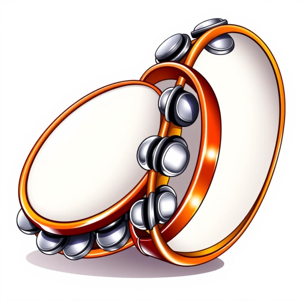 A vibrant game icon featuring two tambourines artfully positioned against a bright white background