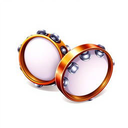 A vibrant game icon featuring two tambourines artfully positioned against a bright white background