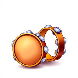 A vibrant game icon featuring two tambourines artfully positioned against a bright white background