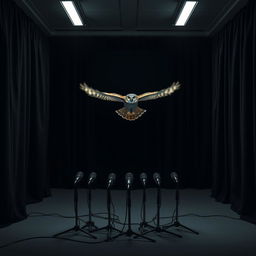 A hyper-realistic vertical image for a book cover featuring an owl in flight, although the owl remains indistinct and partially obscured