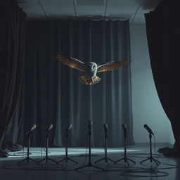 A hyper-realistic vertical image for a book cover featuring an owl in flight, although the owl remains indistinct and partially obscured