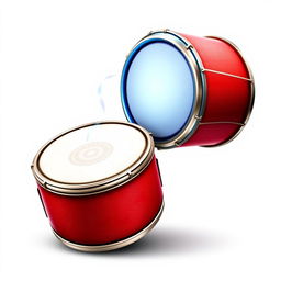 A dynamic game icon featuring two drums artistically positioned against a bright white background