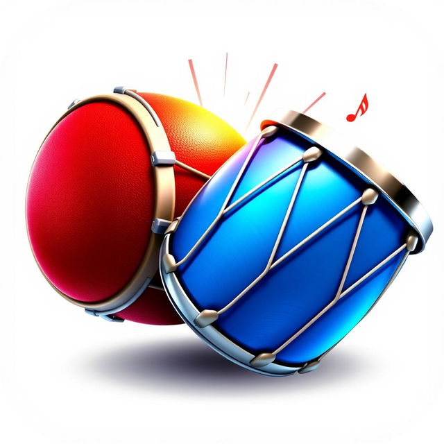 A dynamic game icon featuring two drums artistically positioned against a bright white background