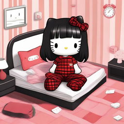 This is a charming digital art image depicting Hello Kitty with a unique twist