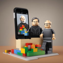 A high-quality digital art image depicting Steve Jobs as a Lego character