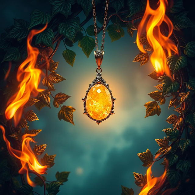 A mesmerizing fantasy romance novel cover adorned with ivy leaves wrapped around in an intricate and whimsical pattern