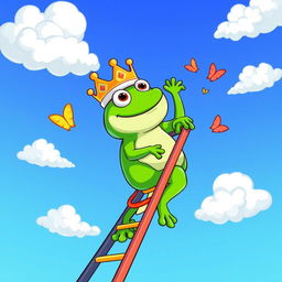 A cartoon-style illustration of King Wart, also known as Mamu, climbing a ladder