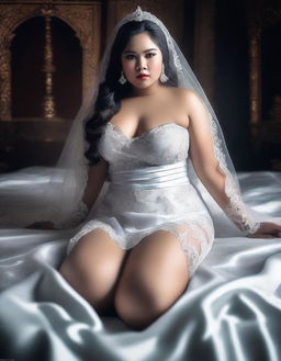 This high-quality digital art image showcases a stunning Indonesian model, styled as a bride