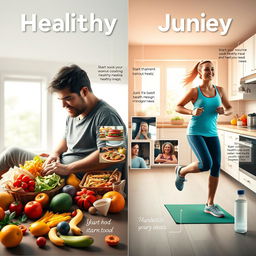 A vibrant and inspiring visual journey showcasing an individual's health transformation over time