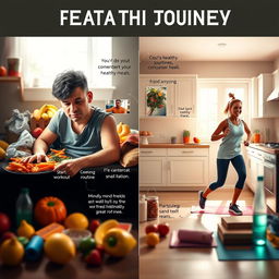 A vibrant and inspiring visual journey showcasing an individual's health transformation over time