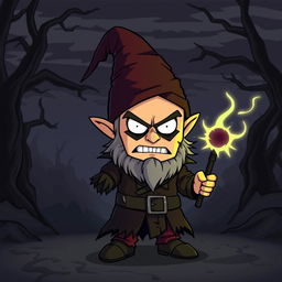A single evil gnome character in the style of South Park
