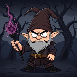 A single evil gnome character in the style of South Park