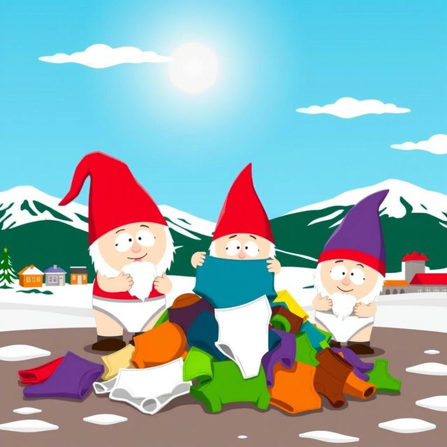 A humorous depiction of the Underpants Gnome characters from South Park