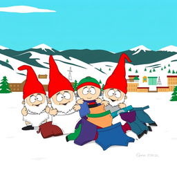 A humorous depiction of the Underpants Gnome characters from South Park
