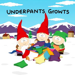 A humorous depiction of the Underpants Gnome characters from South Park