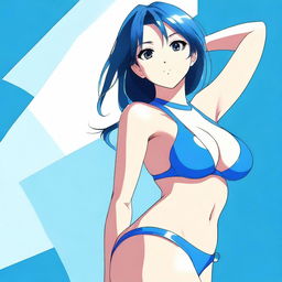 A high-quality digital art image featuring an anime-style girl standing sideways