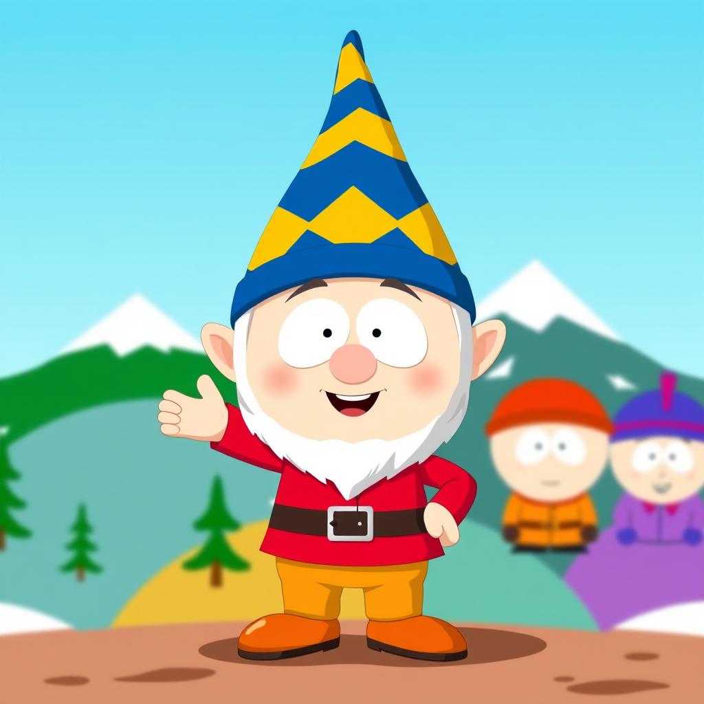 A fun depiction of a gnome character inspired by South Park