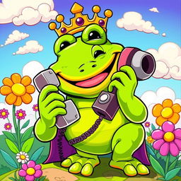 A cartoon-style illustration of King Wart, also known as Mamu, from the video game world, making a phone call