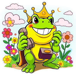 A cartoon-style illustration of King Wart, also known as Mamu, from the video game world, making a phone call
