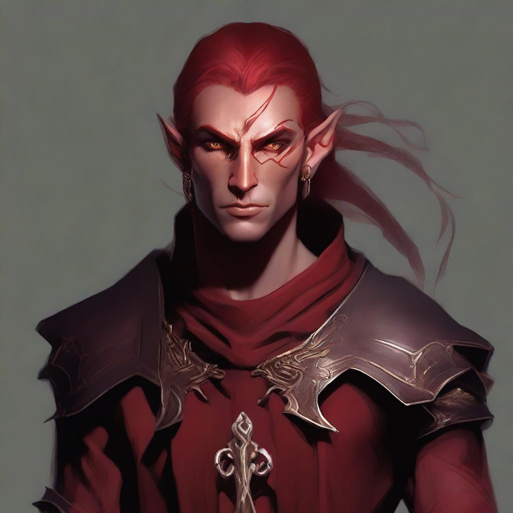 This digital art image features a male Fall Eladrin Elf, depicted as a nomadic cleric