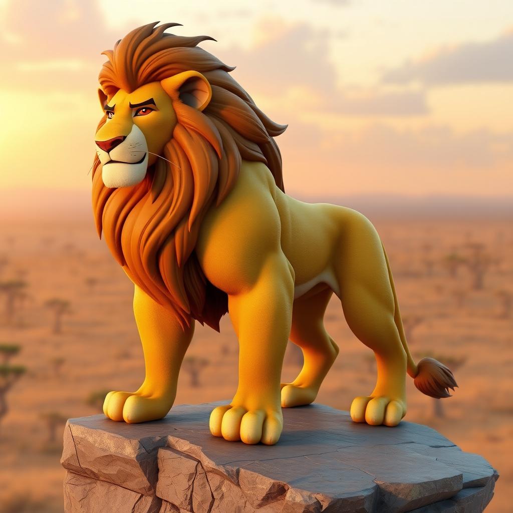 A comprehensive 3D model of Mufasa from The Lion King, showcasing his powerful and majestic stature