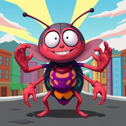 A unique depiction of a four-handed humanoid bug character inspired by South Park