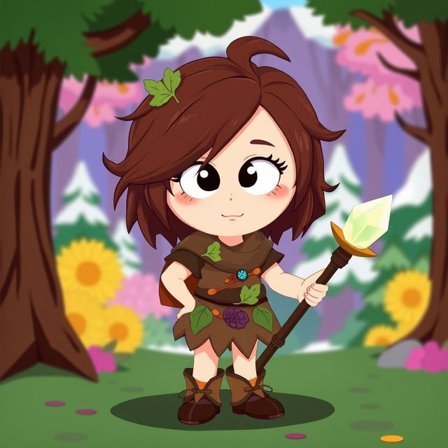 A depiction of a small girl character inspired by South Park, with brown hair styled in a playful manner