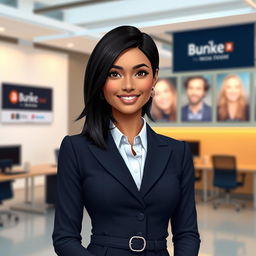 A realistic digital influencer avatar, designed to embody professionalism and charisma suitable for social media marketing