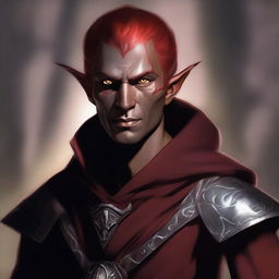 This digital art image presents a male Fall Eladrin Elf, portrayed as a nomadic cleric