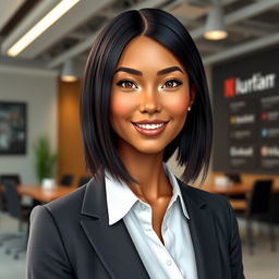 A realistic digital influencer avatar, designed to embody professionalism and charisma suitable for social media marketing