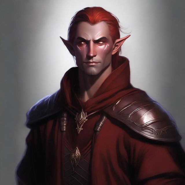 This digital art image presents a male Fall Eladrin Elf, portrayed as a nomadic cleric