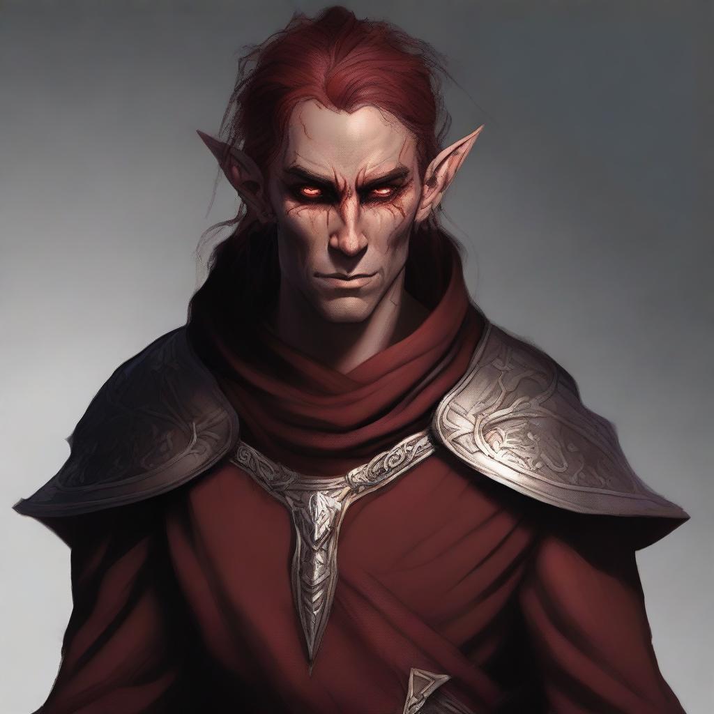 This digital art image depicts a male Fall Eladrin Elf, characterized as a nomadic cleric