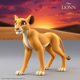 A detailed 3D model of Nala from The Lion King, showcasing her graceful and agile form