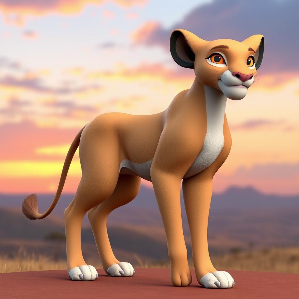 A detailed 3D model of Nala from The Lion King, showcasing her graceful and agile form