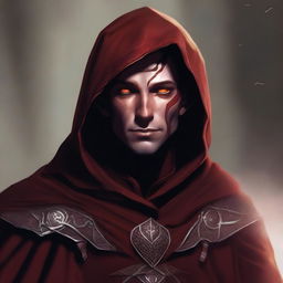 This digital art image portrays a male Fall Eladrin Elf, personified as a nomadic cleric